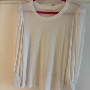Nation LTD White Long Sleeve Puff-Sleeve Top